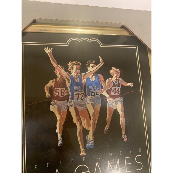 PETER J.HEER "L.A.GAMES 1984 SMALL OLYMPIC FRAMED POSTER ORIGINAL VINTAGE - Picture 3 of 7